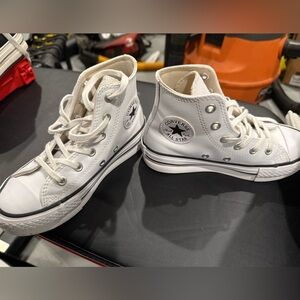 Platform White leather converse 13 kids
